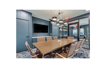 Business lounge with a private conference room